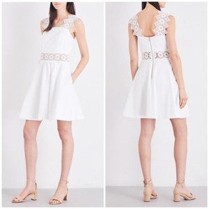 Ted Baker White Floral Crochet Fit & Flare Dress